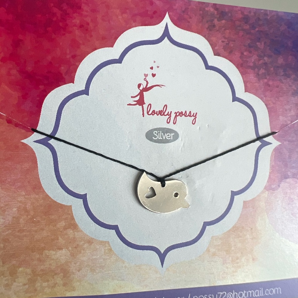 Love bird Sterling silver with black thread necklace